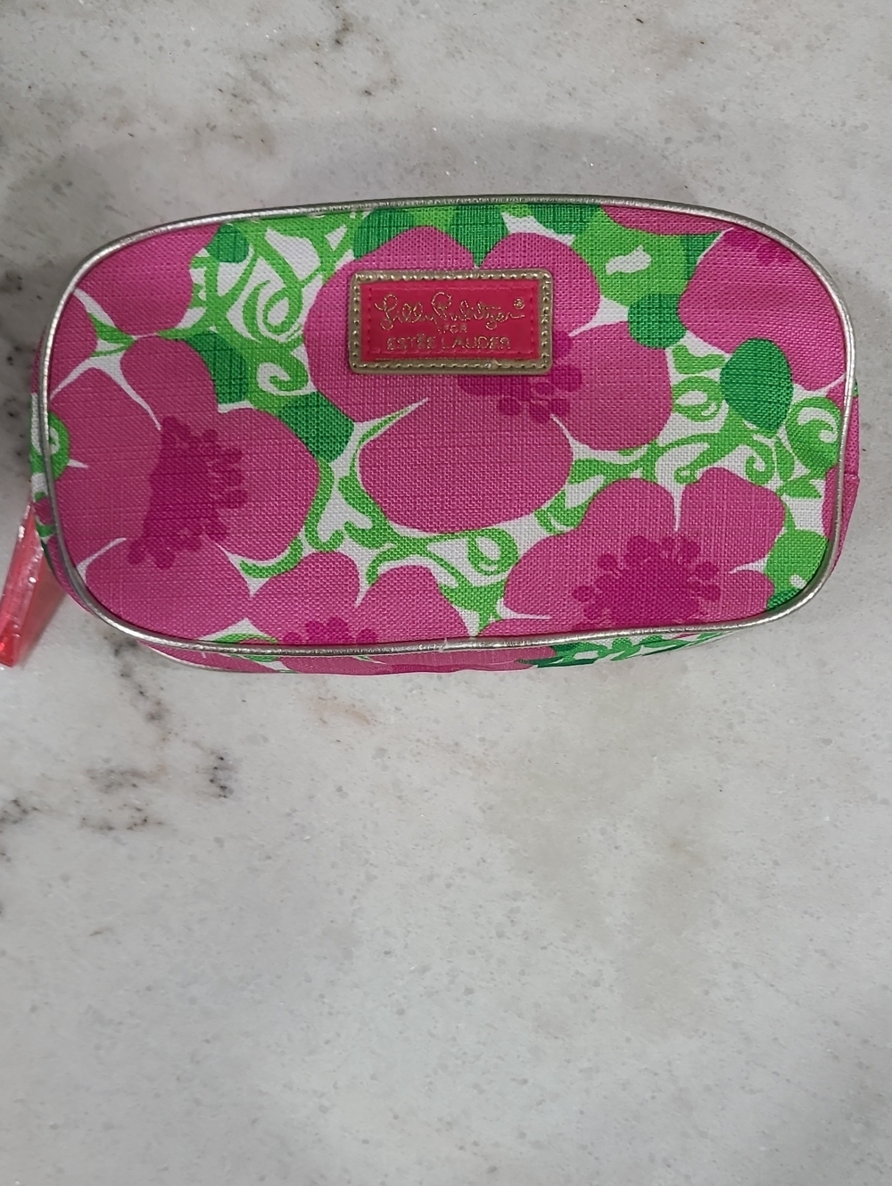 Lilly Pulitzer Hot Pink & Kelly Green Floral Cosmetic Case